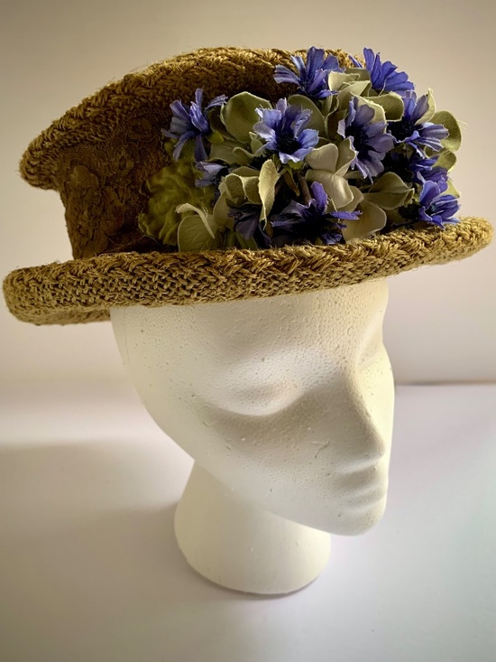 Vintage L.D. Trends San Diego Straw Hat with Floral Embellishment main image 4